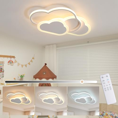 YUEEU 42CM Led Deckenleuchte Schlafzimmer,Dimmbar Kinderzimmer Lampe Decke Wolke Deckenlampe Kinderlampe,Wolkenlampe mit Fernbedienung, Deckenleuchten für Kinder,Babyzimmer Nachtlicht