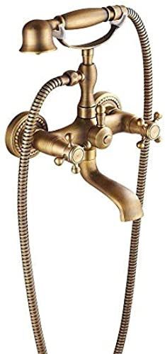 Faucet European Style Full Copper Antique Shower System Wall Mounted Shower Set with Wall-Mounted Bath Faucet Decoration