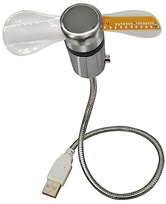 MagiDeal Ventilateur d'horloge USB, Ventilateur à col de Cygne, Affichage d'horloge Portable, Ventilateur d'horloge LED Personnel avec température, Ventilateur