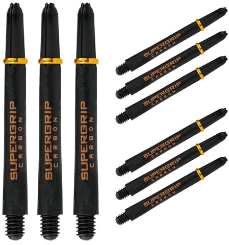Harrows Dartpfeile Supergrip Carbon Dartschäfte – insgesamt 9 Dartschäfte – Medium, Midi & Short