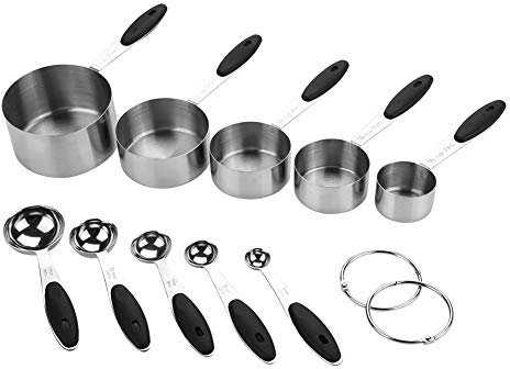 Topyond 10 Uds Cucharas Medidoras De Acero Inoxidable, Medidas Y Fácil Horneado, Taza Medidora A Escala Adecuada para Cocina Casera
