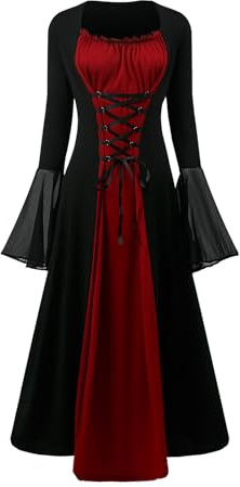 FJKVKDT - Vestido medieval para mujer, disfraz renacentista, victoriano, con mangas de trompeta, con corsé, para Halloween (modelo 2, M)