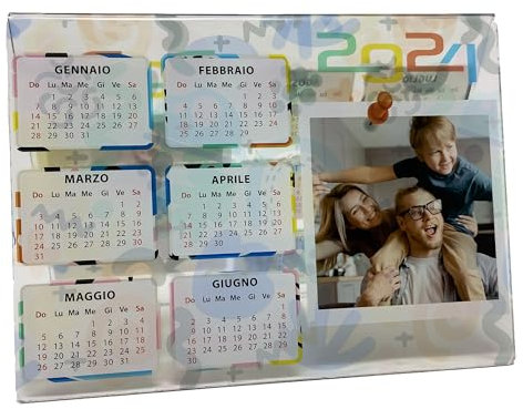 StickerLab Personalisierter Tischkalender 2024 aus Plexiglas, besonderes Objekt mit Foto, das jeden Raum verschönert. Hergestellt in Italien