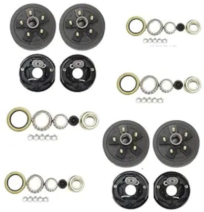 RITZ INDUSTRIAL 6 on 5.5 Trailer Hub Drum Kits with 12X2 Electric brakes for 5200-6000lbs axle (4 Hub + 4 Brake (L&R))