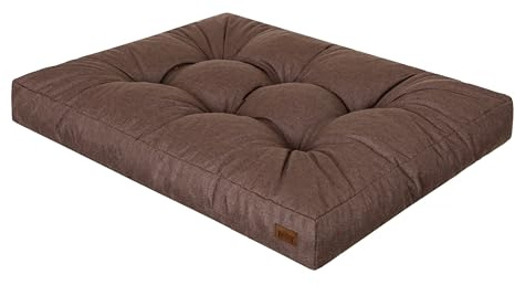 DOGGY Hundebett, Rechteckig Hundematratze, Hundecouch, mittel Hunde, Kissen, Korb, Haustier, Hundebox, Schlafplatz, Hundemöbel, [L] - 90 x 70 cm, Braun