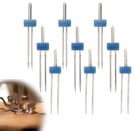 Cucire Perni Doppi Aghi, MYLERCT 9 Pezzi Ago Gemello Universale, 3 Dimensioni Miste 2,0/90, 3,0/90, 4,0/90, Ago Gemello Stretch, per Comuni Macchine da Cucire Domestiche
