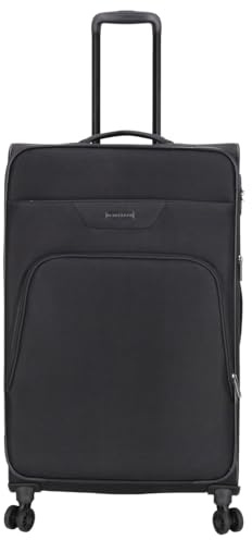Kenorada Reisetrolley SoftLITE 4w | Koffer aus strapazierfähigem Polyester | Leichter Trolley mit Vier Doppelrollen | TSA Zahlenschloss (schwarz, L - 78 cm großer Koffer)