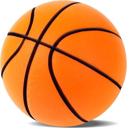 YGYZKJSD Silent Basketball,Size 7 (24cm/9.4inch) Quiet Basketball Indoor,Uncoated High-Density Foam Ball,Soft, Flexible,Lightweight High Density Silent Indoor Basket-ball for Adult(No.7) (Orange)