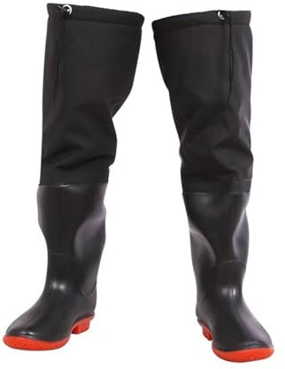 Watstiefel 60 cm Hohe Kniehohe Watstiefel Für Angeln Für Herren, Warme Winter-Plüsch-Langstiefel, Kein Austretendes Wasser (Color : Black, Size : 41 EU)