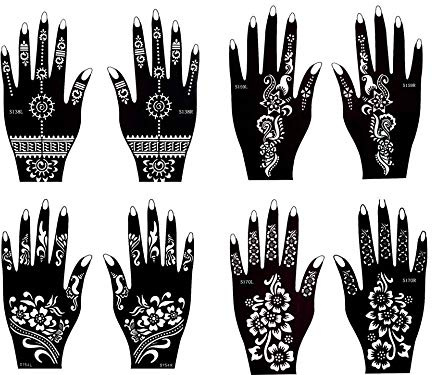 BeyondTattoos 8 feuilles de pochoir de tatouage pour peinture à la main Banya