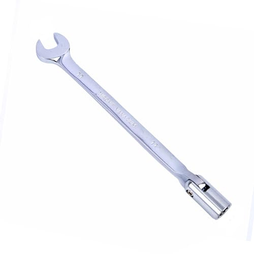 Vokenforu Llave de vaso de 11 mm, llave combinada de carraca, llave de extremo abierto de acero al cromo vanadio endurecido métrico