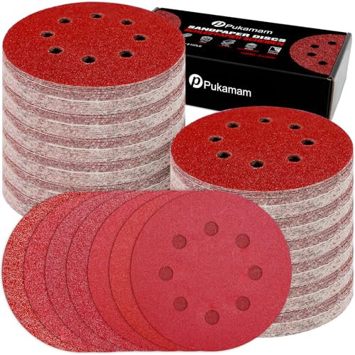 140 Stück Exzenter Schleifpapier 125mm Klett 40/60/80/120/180/240/400 Körnung Schleifscheiben Set für 8 Loch Rund Exzenterschleifer Schleifen