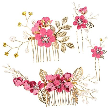 MAGICLULU 12-teiliges Elegantes Haarkamm-set Für Die Hochzeit Blumen Strass Braut-kopfschmuck Modischer Haarschmuck Für Frauen