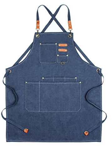 Werkzeugschürze, Arbeitsschürze mit Taschen, Werkzeugschürze, robuste Arbeitsschürzen, Unisex for Küche, Garten, Töpferei, Handwerkswerkstatt, Garage (Farbe: Blau, Größe: XL) (Farbe: Blau, Größe: XL)