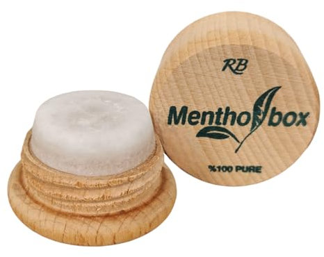 Mentholbox Mentholstein, Menthol Box, hilft Migräne zu lindern, erfrischende & kühlende Menthol-Macaron, zum Bestreichen von Stirn und Nacken, Menthol Spa Massage, reines Kristall-Menthol 1x6g