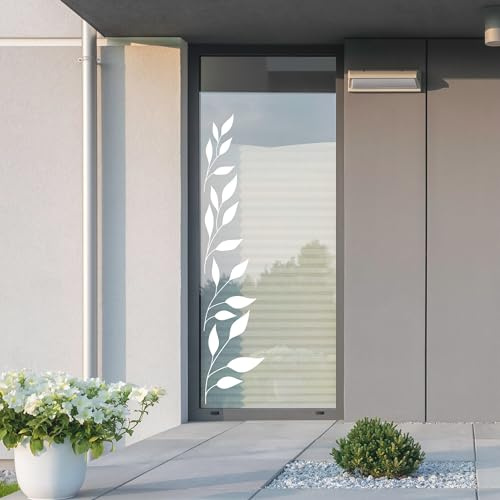 Wandtattoo Loft Fensterbild weiße Zweige Gräser Rahmen wiederverwendbar natur Fensteraufkleber Fensterdekoration Frühling, A4 Bogen