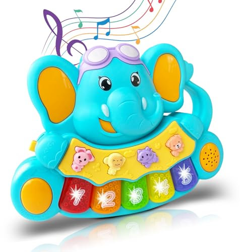 Baby Piano Toys 6+ Months Musical Toys 6 to 12 Months Early Learning Elephant Piano Keyboard Music&Light Up Infant Baby Toys for 6 9 12 18 Months 1st Birthday Gifts for 1 2 Years Old Boys Girls