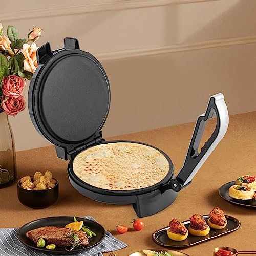GCIUEMMH Electric Chapati Roti Maker - 1200W 220V Electric Chapati Maker Flat Bread 10 Inch Roti Maker Tortilla Press Non-Stick Electric Crepe and Pancake Maker Temperature and Thermostatic Control
