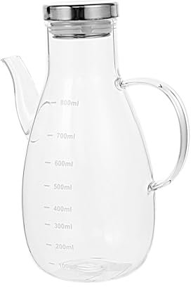 Ciieeo Botella Dispensadora De Salsa - Botella De Vinagre De Vidrio Con Fugas Escala Graduada Contenedor De De Oliva Plata 800ml Para Cocinar