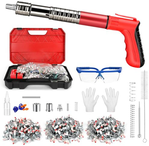 Pistola sparachiodi manuale, 5 velocità, 300 giri, portatile per calcestruzzo e acciaio, soffitto (Rosso, L)