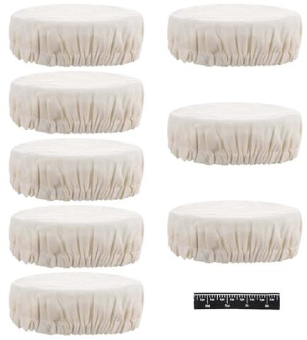 8Pcs Fabric Muslin Jar Cover Lid Sourdough Starter Jam Jar Covers Cap Reusable Cloth Fermentation Lids Cotton Elastic Breathable Mason Jars Covers, Fits 3-4 Inch Mouths