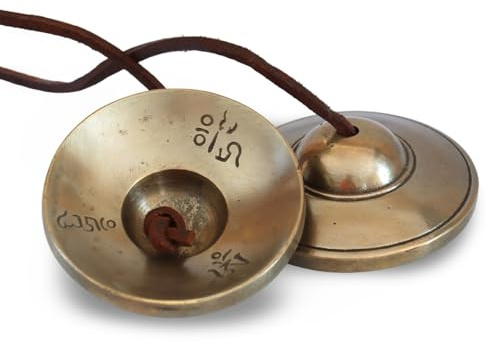 Cymbales de Méditation Tingsha grand modèle 7,5 cm, Instrument de Musique Traditionnel Tibétain, haute qualité.