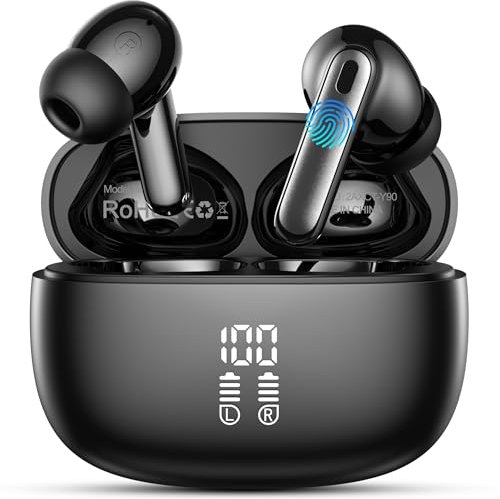 Wireless Earbuds, Bluetooth 5.4 Headphones in Ear buds with HiFi Stereo Deep Bass 4 ENC Noise Cancelling Mic Wireless Earphones 48H Playtime, Bluetooth Earbuds LED Display, IP7 Waterproof, Fast Charge