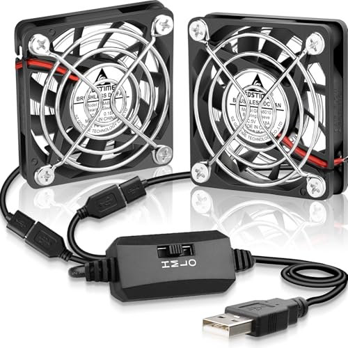 GDSTIME Double ventilateur USB de 60 mm x 10 mm avec 3 contrôles de vitesse, alimentation 5 V CC sans balais ultra fin pour ordinateur PC