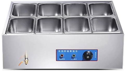 WOTZOV Scaldavivande Elettrico da Tavolo in Acciaio Inox, scaldavivande Elettrico da Tavolo, scaldavivande Elettrico da Buffet, per ristoranti di Catering，8 Grid