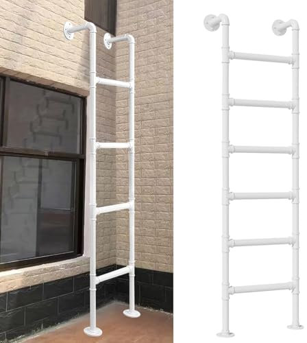 Dachbodenausstiegsleiter für das weiße Etagenbett zu Hause, gerade Leiter, platzsparende industrielle Kletterleitern mit Wandhalterung, robuste Einstiegsleiter für Kellerfensterschächte, weiß(100cm/39