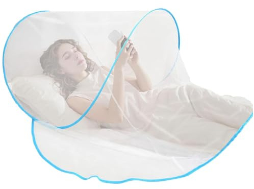 Pop up Mosquito Net, Travel Mosquito Nets, Mosquito Net Travel, for Camping and Outdoor Use, Lightweight Single Bed Mosquito Nets, 140 * 80 * 56cm, Blue ﻿
