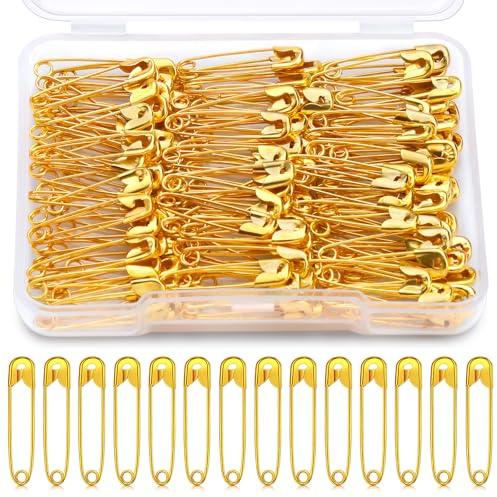 ENCHOL 150 Pcs Gold Safety Pins, 0.7inch (18mm) Safety Pins for Clothes