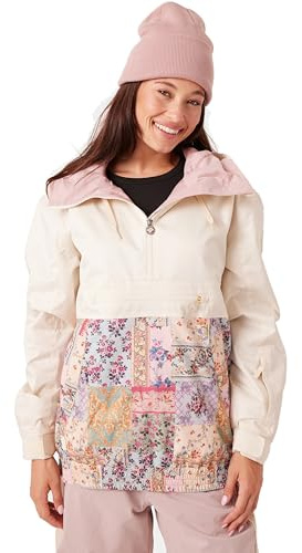 Roxy Women's Downtown Anorak Jacket – 10K Waterproof, Insulated, Oversized Fit Pullover, Wahine, X-Large
