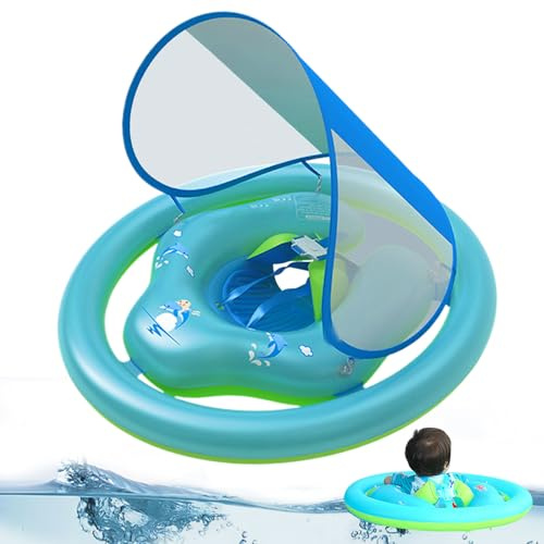 Flotador de bebé – Brazalete hinchable para piscina infantil con techo antiUV – Anillo de natación para asiento de seguridad ajustable, juguetes de agua para actividades de verano y viajes, vacaciones
