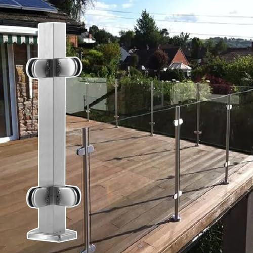 Poste de barandilla de terraza con Abrazadera para Vidrio, balaustrada Cuadrada de Acero Inoxidable para escaleras, Balcones, Vallas de Vidrio, columnas de Piso, Postes de barandilla de Acero inoxida