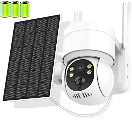 OTENC Caméras pour la sécurité à Domicile, Caméra Solaire extérieur 1080P PIR détection Humaine caméras IP de Surveillance sans Fil avec Panneau Solaire Batterie de Recharge 7800mAh(1080P NO SD Card)