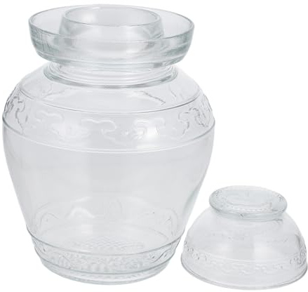 MUELODSIC Bocal de Fermentation Verre Transparent avec Couvercle Étanche pour Cuisine et Conservation de Légumes Pot de Stockage Alimentaire et Pratique pour Kimchi et Choucroute
