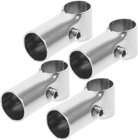 HAMPPLIES 4pcs Stainless Steel Pipe Clamp Connectors for Chain Link Fence and DIY Shelves Screw Fixation Heavy Duty Tube Repair Clamps for Handrails Greenhouses Kennels