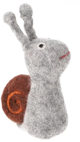 GURU SHOP Handgemachte Fingerpuppe aus Filz - Schnecke, 9x4x3 cm