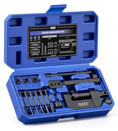 Orion Motor Tech Motorcycle Chain Rivet Tool, 20pc Motorcycle Chain Tool Kit with Blackened C Frame 5 Pins Pre-Press Cap, Pro Bike ATV Motorcycle Chain Breaker Cutter Removal Tool for 25 to 630 Chains