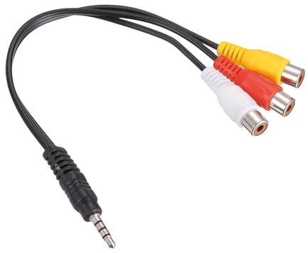 QUARKZMAN Cavo TRRS 3.5mm Maschio Nero A 3RCA Femmina Dorato, 0.3Metri (12 Pollici) Nucleo In Rame 2.5mm In PVC Cavo Audio AUX Per TV/Amplificatore/Casse/Mobile