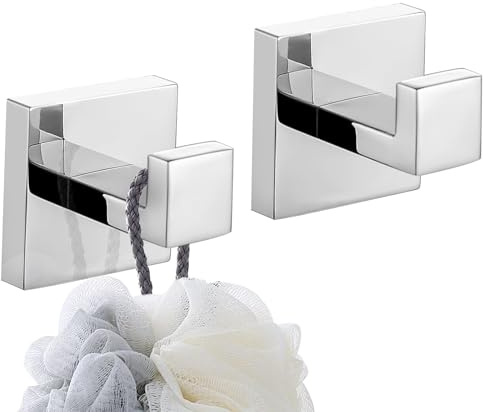 YACVCL Bathroom Towel Hook Chrome Screw in Door Hooks 2 Pack | Robe Coat and Clothes Hooks Hanger SUS304 Stainless Steel Heavy Duty Wall Hooks for Bathroom Kitchen Bedroom