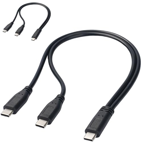 Qusinfc USB Type C Splitter Y Cable 1 Female to 2 Male Extension Cord Power Adapter Converter for PC Car Charging Simultaneous Charging USB C Cable