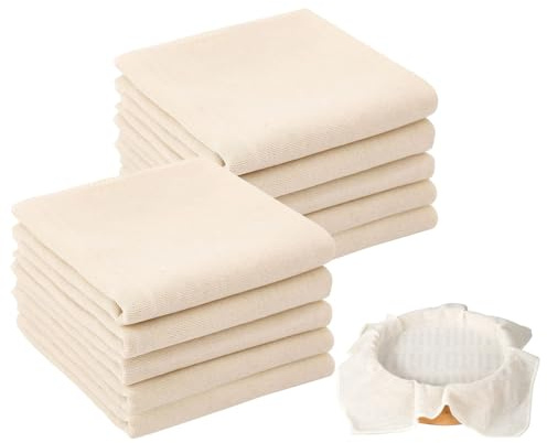 Ruayia 10 Stück Passiertuch, 50x50cm Wiederverwendbare Passiertuch, Käsetücher zum Abseihen, Ungebleichtes Reines Baumwolltuch zum Kochen für Saft, Käse, Nussmilch, Tee, Suppe, Joghurt und Tofu
