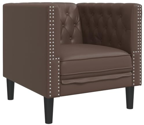 Genérico Sillón Chesterfield de Cuero Artificial marrón,Mobiliario,Sofás,Marrón,16.7 kg,372654