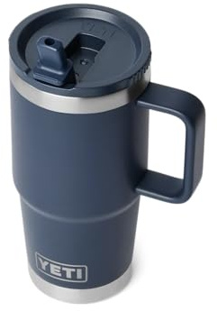 YETI Rambler 20 oz (591ml) Travel Straw Mug, Navy | 100% Leakproof Quick-Flip Straw, Insulated Travel Mug for Ice-Cold Drinks, Cup Holder Compatible & Dishwasher Safe