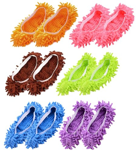 ZhouWei 12 Pza Pantuflas de Limpieza Microfibra Fundas para Pantuflas Mopa | Zapatillas Mopa Zapatillas de Microfibra Reutilizables Suelo Zapatos para Limpiar Pisos Eliminar Polvo Cabello