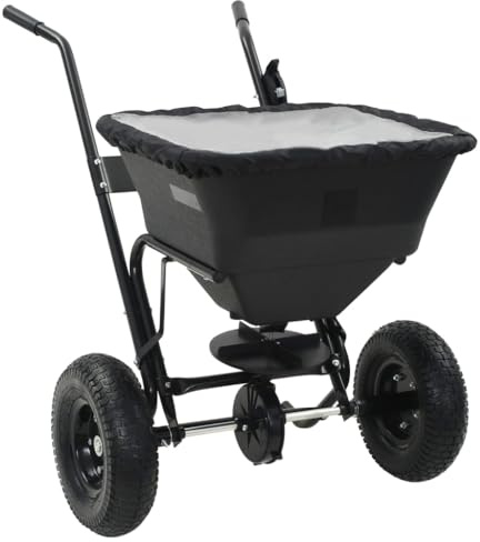 vidaXL Carrito Mano Esparcidor Sal PVC Acero 106x73x76cm 45L Fertilizante Arena