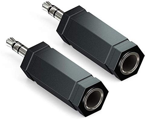deleyCON 2 Stück Stereo Audio Klinke Adapter 3,5mm Stecker auf 6,3mm Buchse HiFi Klinken Wandler Adapter-Stecker Receiver Heimkino Kopfhörer