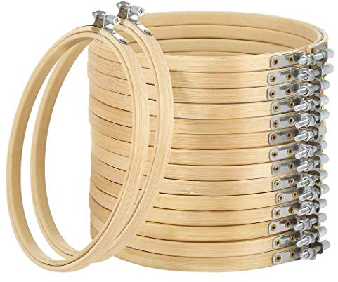 Hodeacc 16 Pack 5 Zoll Mini Bambus Kreis, Stickrahmen Kreuzstich Hoop Ring für DIY Kunsthandwerk Handliches Nähen